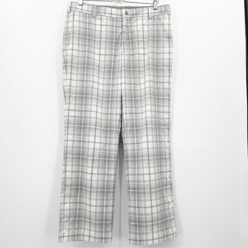 Nike 35x30 Tour Performance Dri-Fit Golf Pants Grey &
White Plaid Trousers